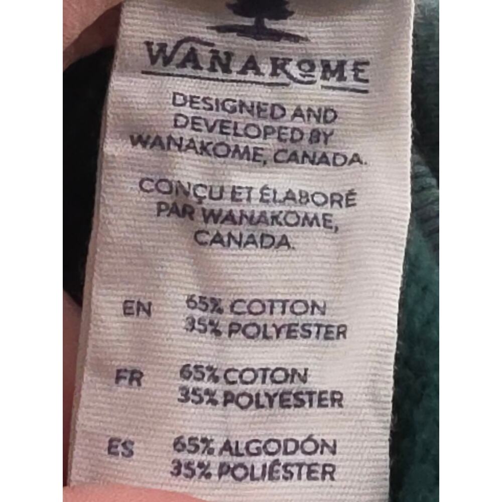 Wanakome Pullover Hoodie Green Cowl Neck Leather Patch Drawstring Women's Sz XL - Picture 9 of 10